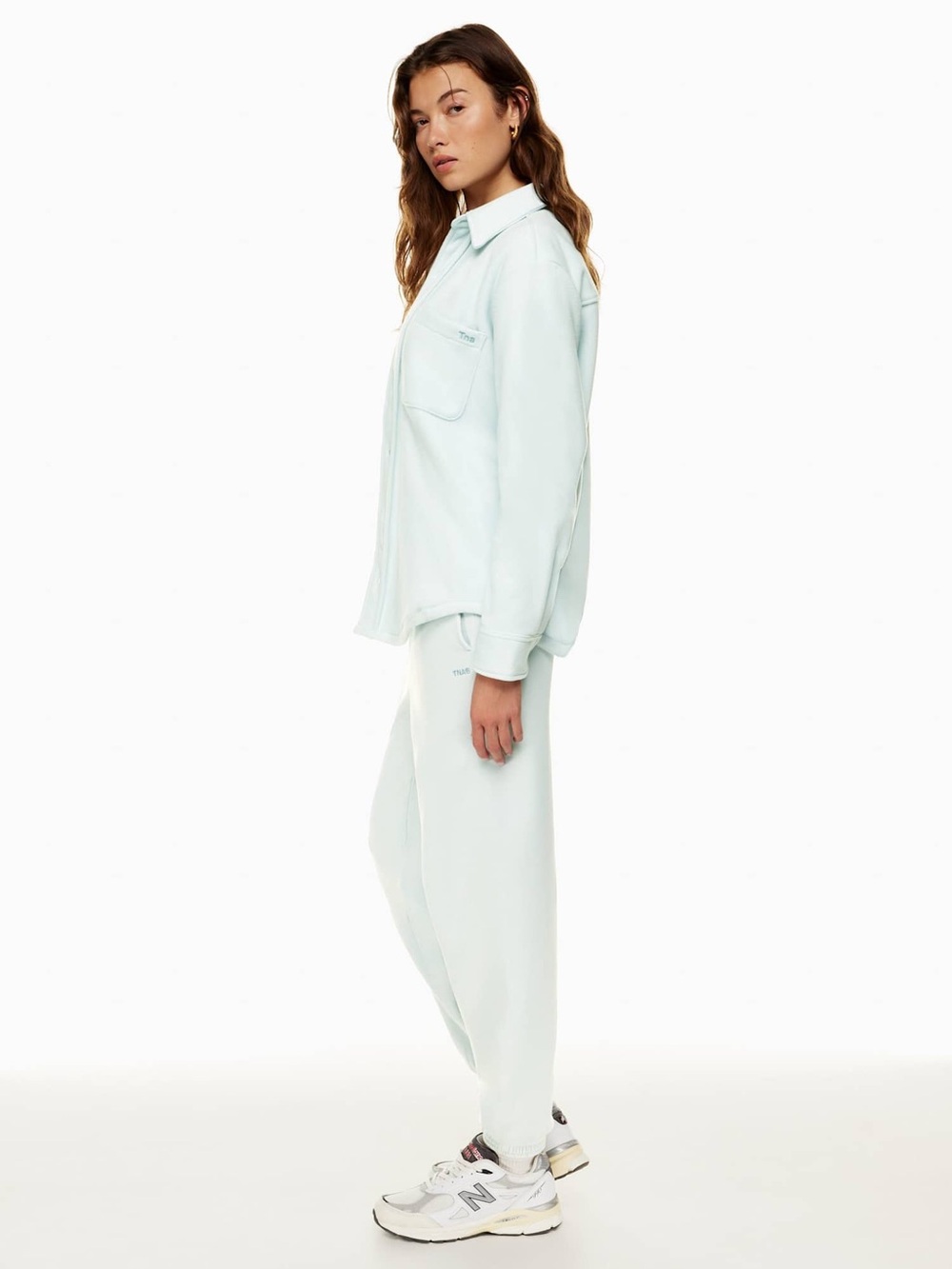 Aritzia TNA Sno Polar Button-Up Shirt Fleece Glacier Blue NWT Size 2XL Cozy - Picture 3 of 16